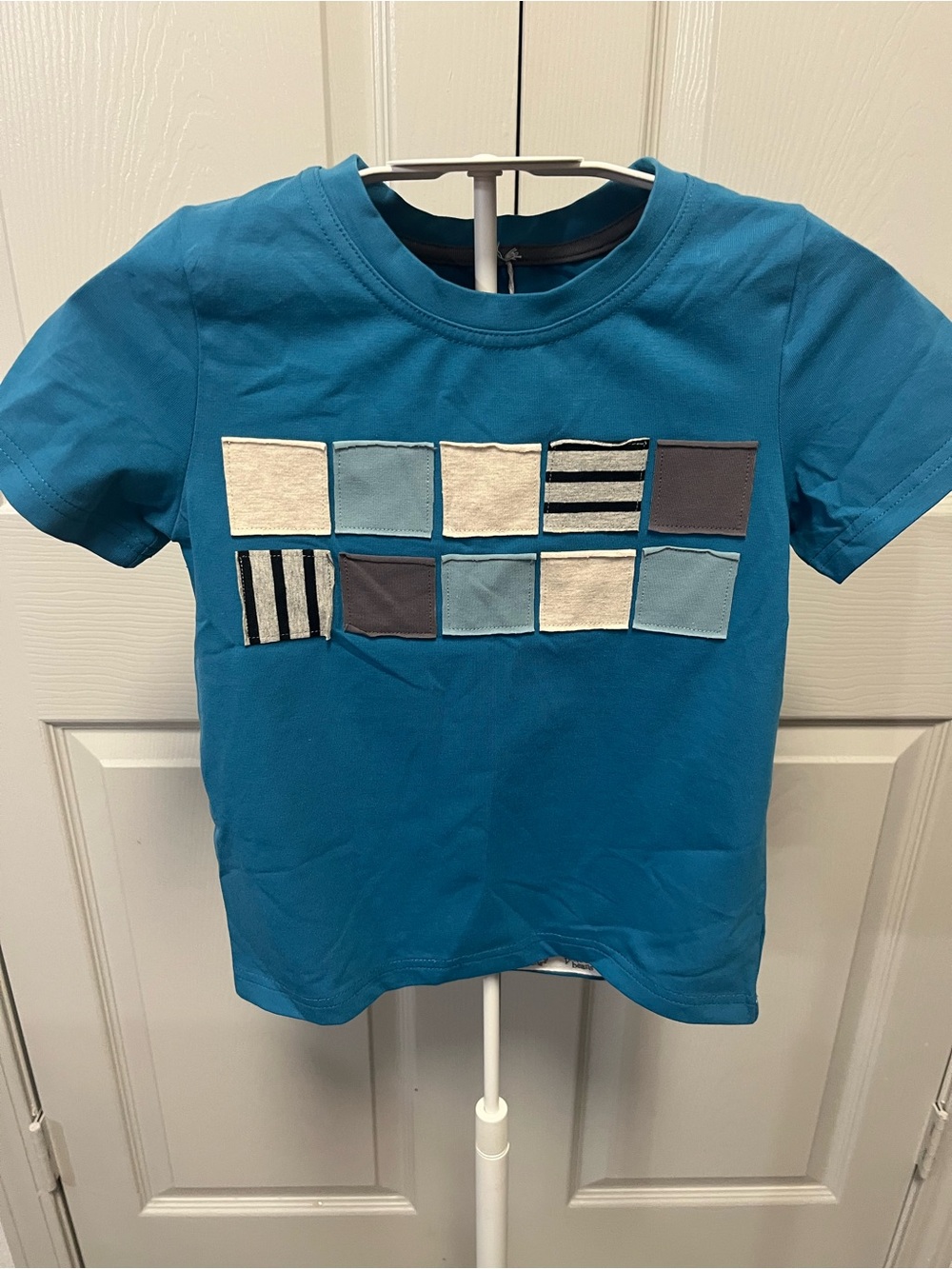 Boys Teal Short-Sleeve Patchwork Square Tee